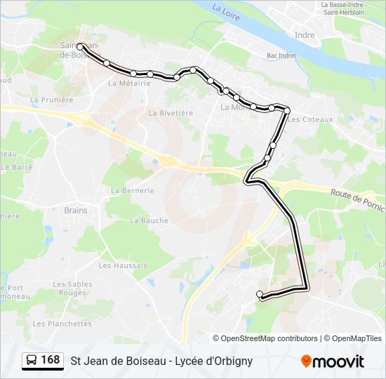 Plan de la ligne 168 de bus