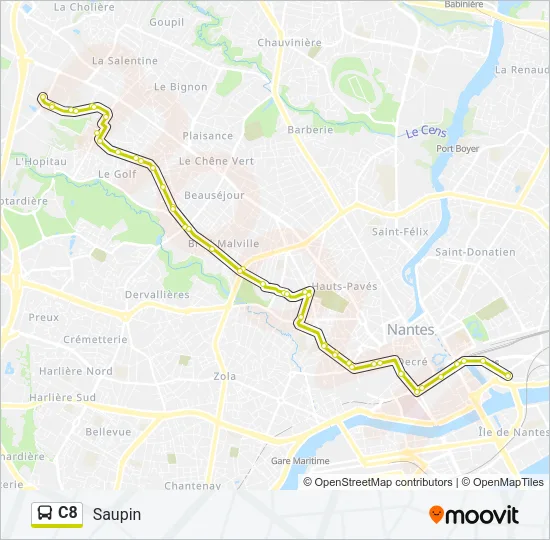 Plan de la ligne C8 de bus