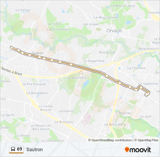 Plan de la ligne 69 de bus