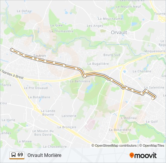 Plan de la ligne 69 de bus