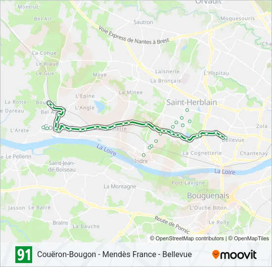 91 Bus Line Map