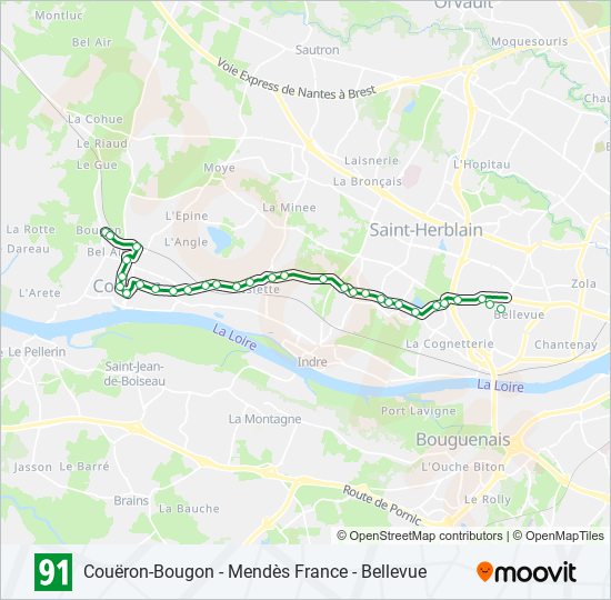 91 bus Line Map