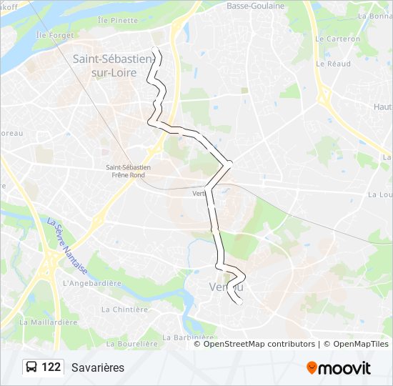 Plan de la ligne 122 de bus