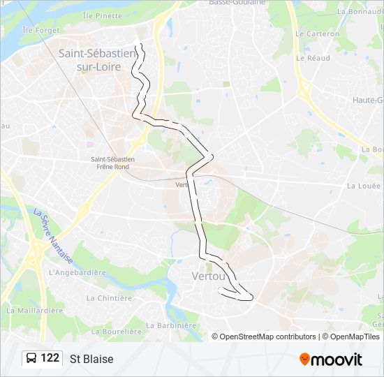 Plan de la ligne 122 de bus