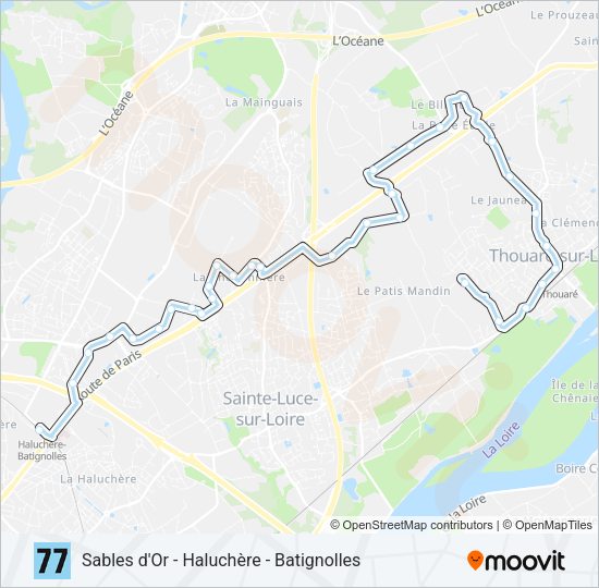 Plan de la ligne 77 de bus