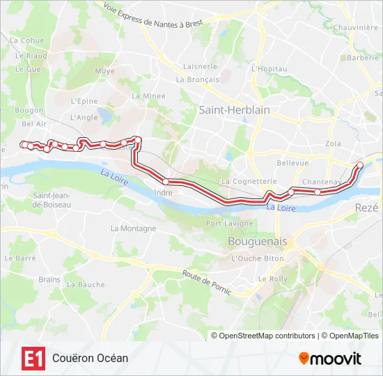 E1 Bus Line Map
