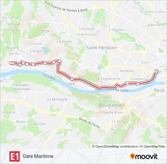 E1 Bus Line Map