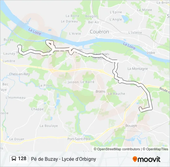 Plan de la ligne 128 de bus