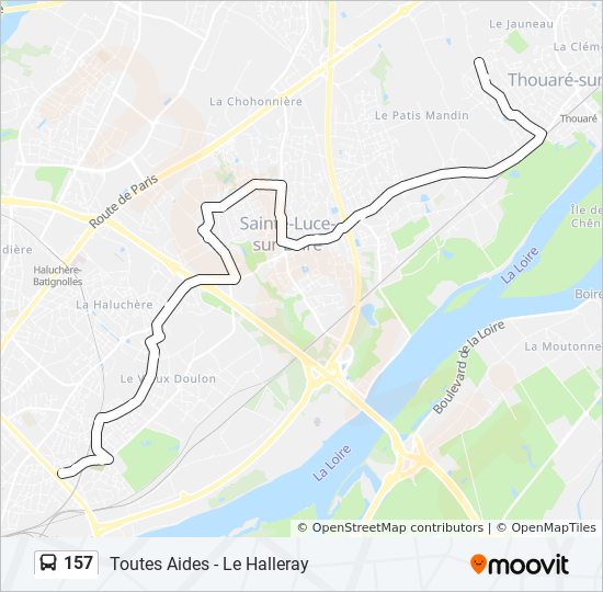 Plan de la ligne 157 de bus