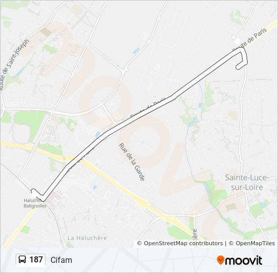 Plan de la ligne 187 de bus