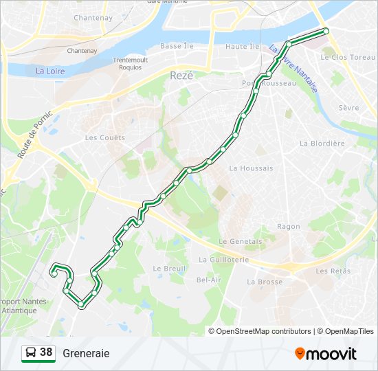 Plan de la ligne 38 de bus