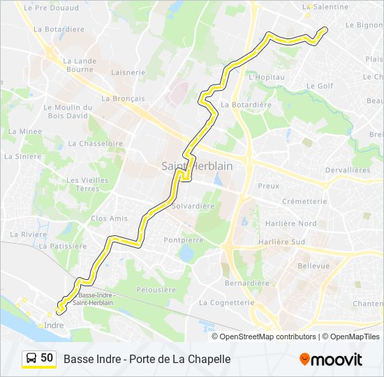 Plan de la ligne 50 de bus