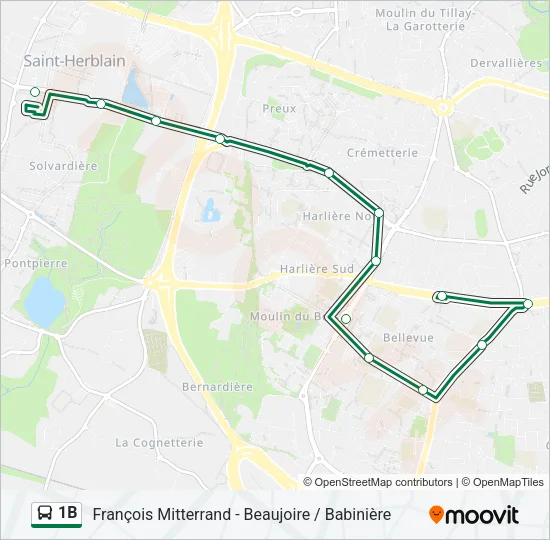 1B Bus Line Map