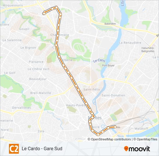 Plan de la ligne C2 de bus