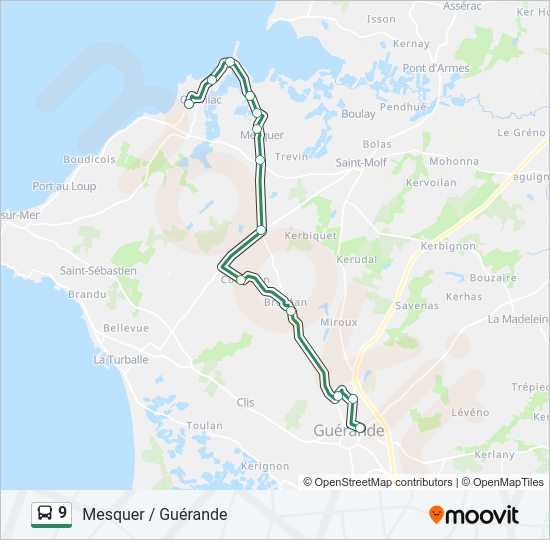 Plan de la ligne 9 de bus