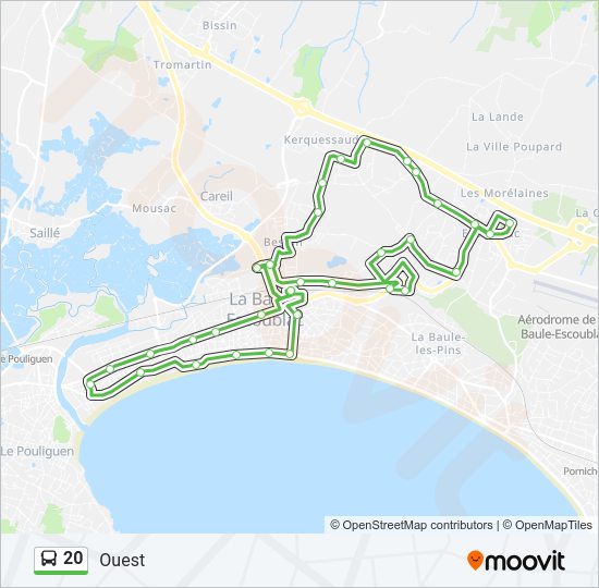 Plan de la ligne 20 de bus