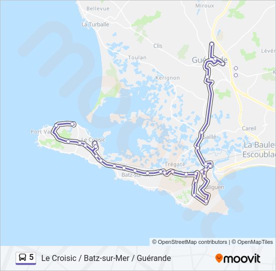 Plan de la ligne 5 de bus