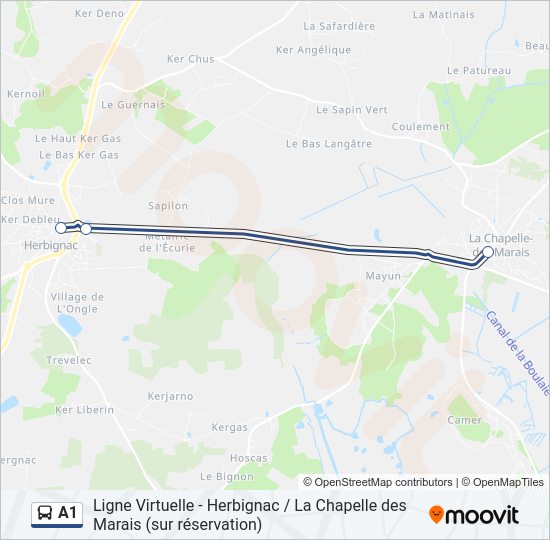 Plan de la ligne A1 de bus