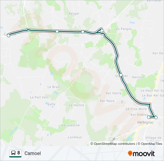 Plan de la ligne 8 de bus