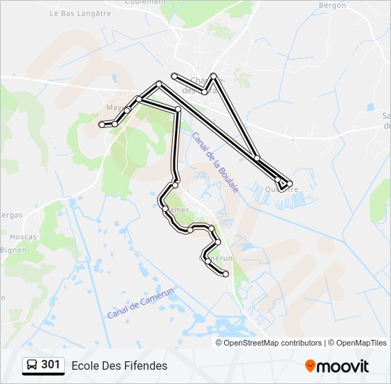 Plan de la ligne 301 de bus