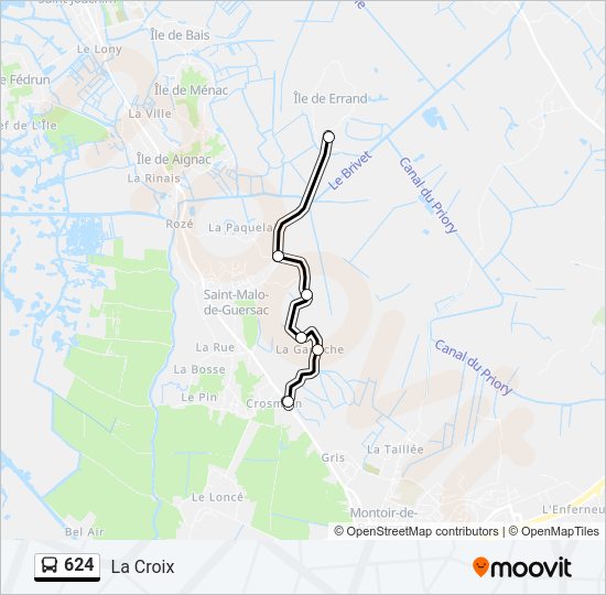 Plan de la ligne 624 de bus