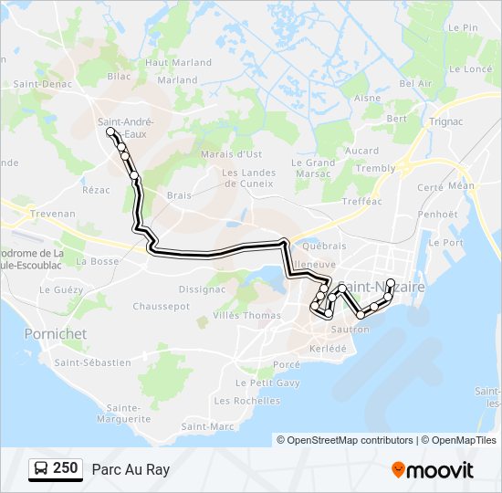 Plan de la ligne 250 de bus