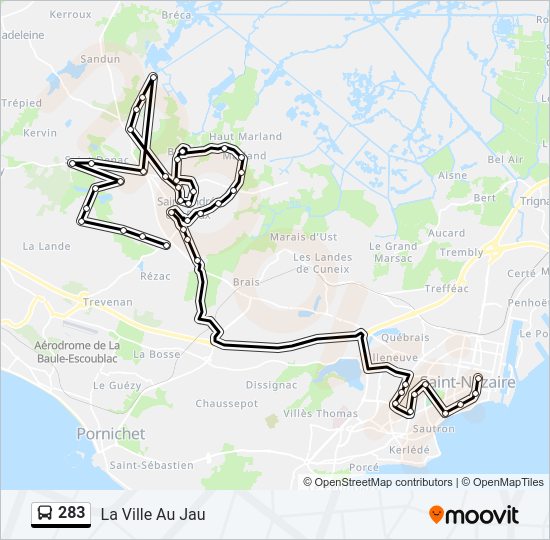 Plan de la ligne 283 de bus