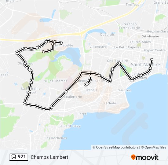 Plan de la ligne 921 de bus