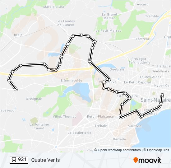 Plan de la ligne 931 de bus