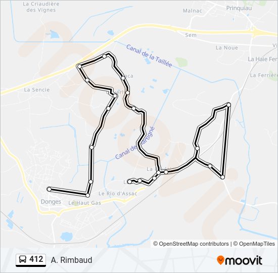 Plan de la ligne 412 de bus