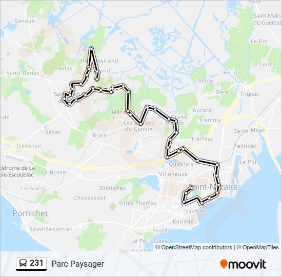 Plan de la ligne 231 de bus