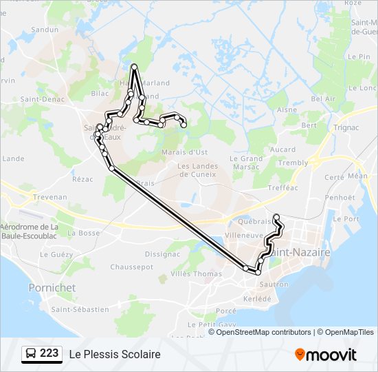 Plan de la ligne 223 de bus