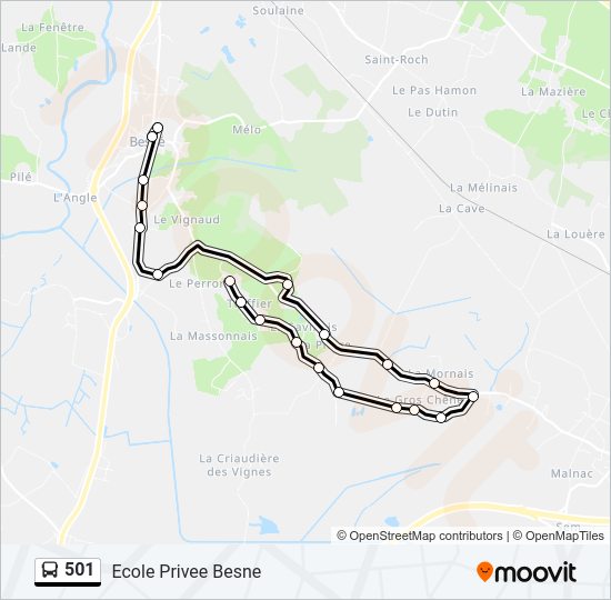 Plan de la ligne 501 de bus