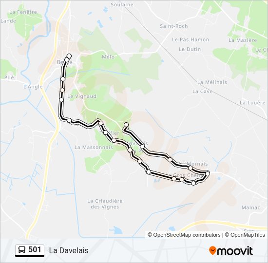 Plan de la ligne 501 de bus