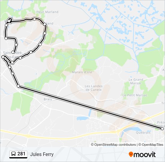 Plan de la ligne 281 de bus