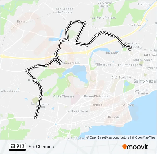 913 Bus Line Map