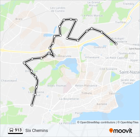 Mapa de 913 de autobús