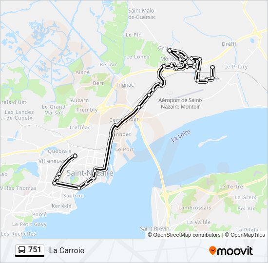 Plan de la ligne 751 de bus