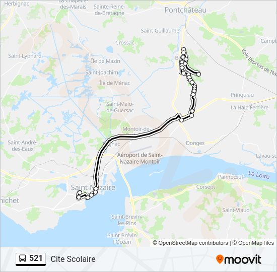 Plan de la ligne 521 de bus