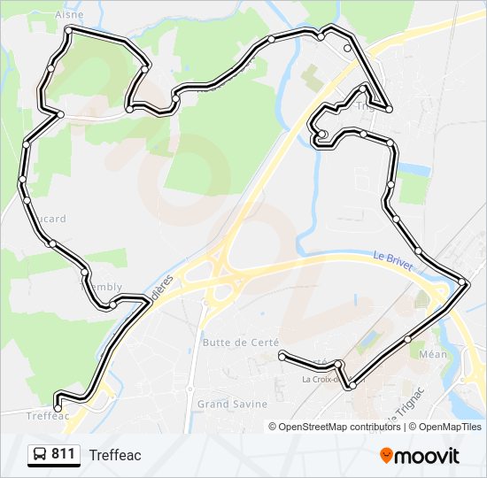 Plan de la ligne 811 de bus