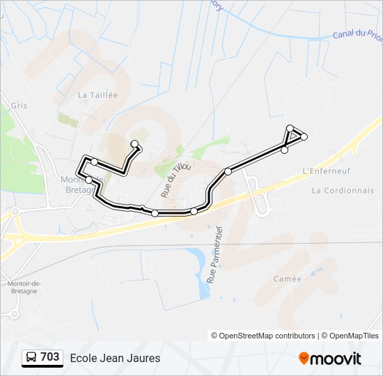 Plan de la ligne 703 de bus