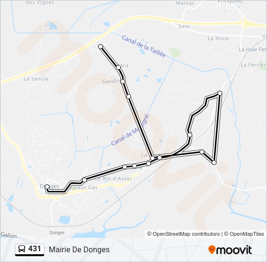 Plan de la ligne 431 de bus