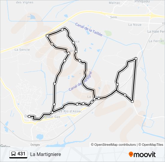 Plan de la ligne 431 de bus