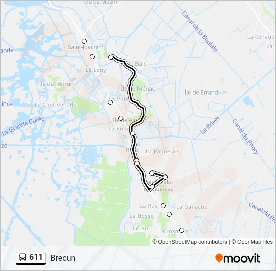 611 Bus Line Map