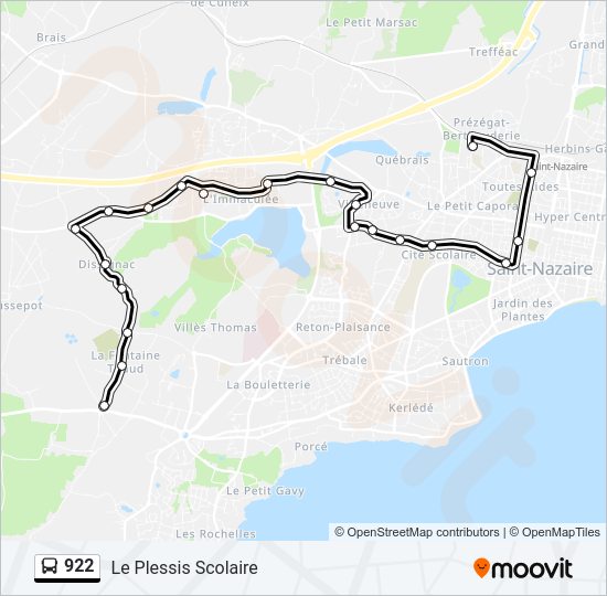Plan de la ligne 922 de bus
