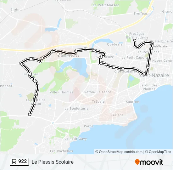 922 Bus Line Map