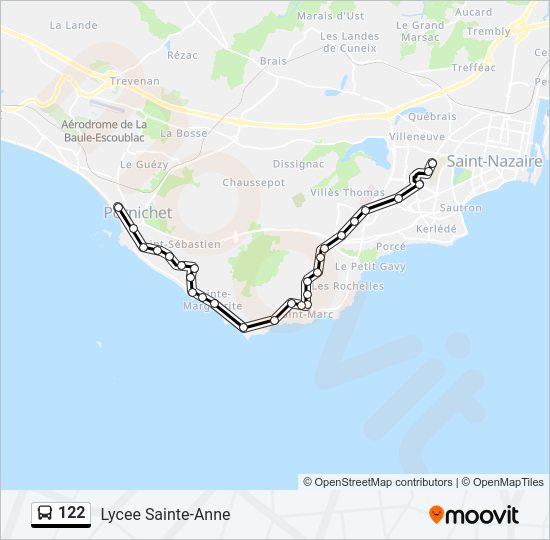 Plan de la ligne 122 de bus