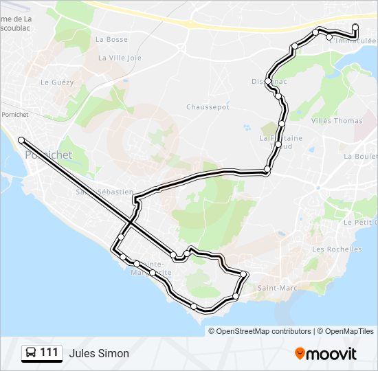 Plan de la ligne 111 de bus