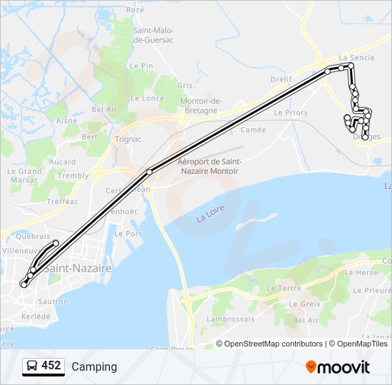 Plan de la ligne 452 de bus