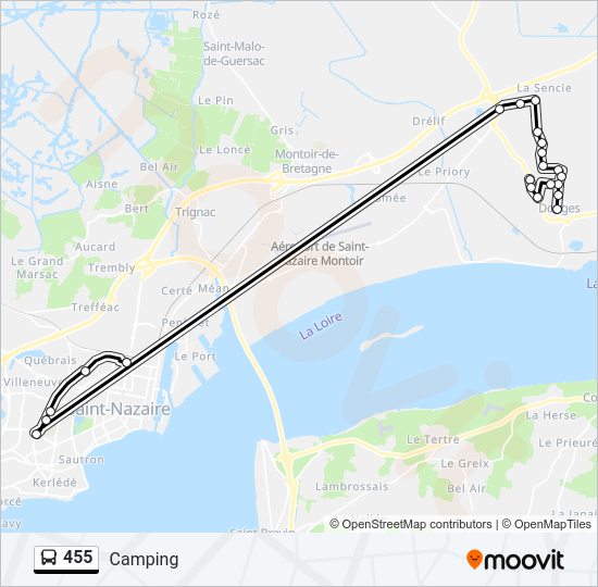 Plan de la ligne 455 de bus
